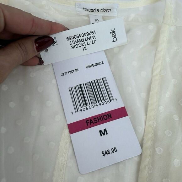 NWT Thread & Clover Cream Swiss Dot Swing Duster Cardigan Sheer Sz M Long Sleeve - Picture 7 of 13